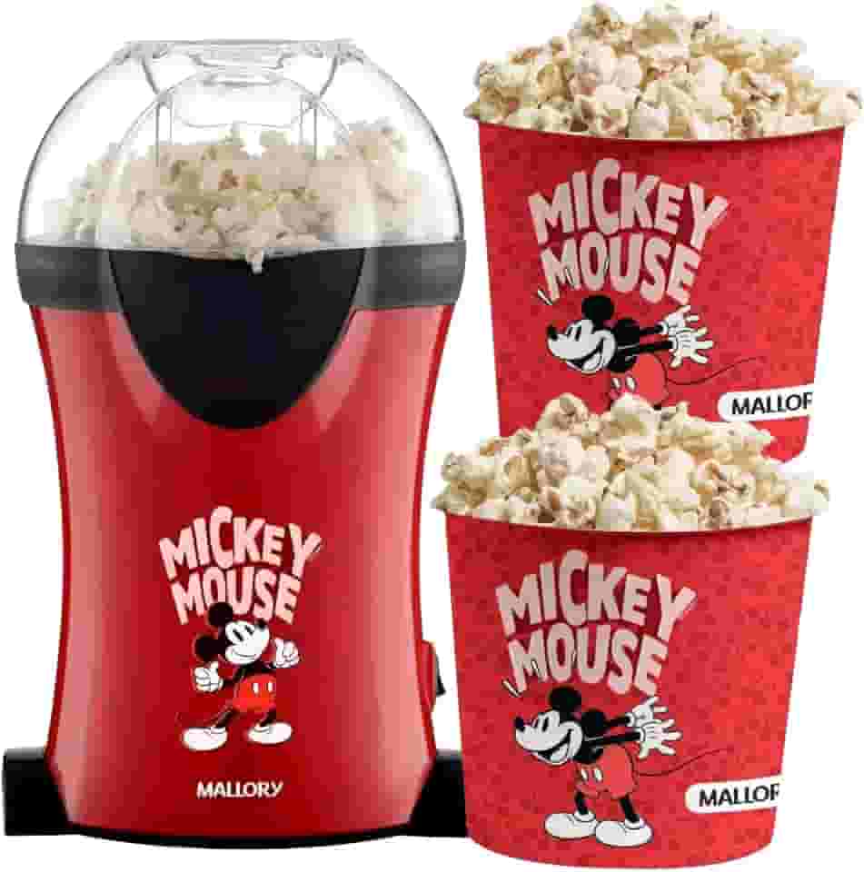 Pipoqueira Elétrica Disney Mickey Mallory 110V + 2 Baldes Pipoca