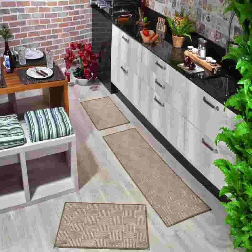Kits Passadeira Cozinha 3 Tapetes Sisal Antiderrapante KS68
