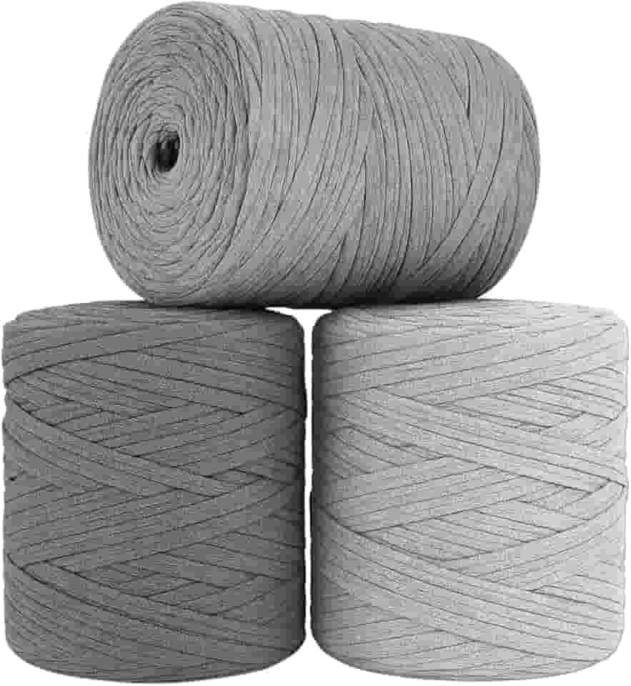 SYMEON Fio de Malha 1kg Ecologico Residual 140m Artesanato Crochê (Tons de cinza)