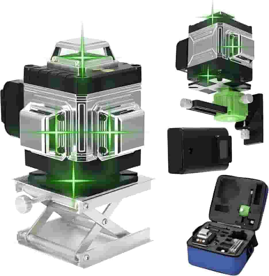 Nível Laser 4D 16 Linhas Verde Profissional,Com Suporte Para Controle Remoto,Nivel Laser, Recarregável,30 Metros,para Construção, Decoração e DIY