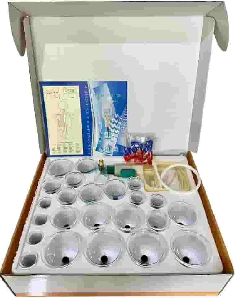 Kit Com 24 Copos Ventosa Ventosaterapia Guasha Cupping Terapêutica Massoterapia Sucção Vácuo + Bomba