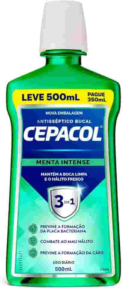 CEPACOL - Enxaguante Bucal Menta Intense - Sabor Extra Refrescante - Hálito Fresco - 500ml