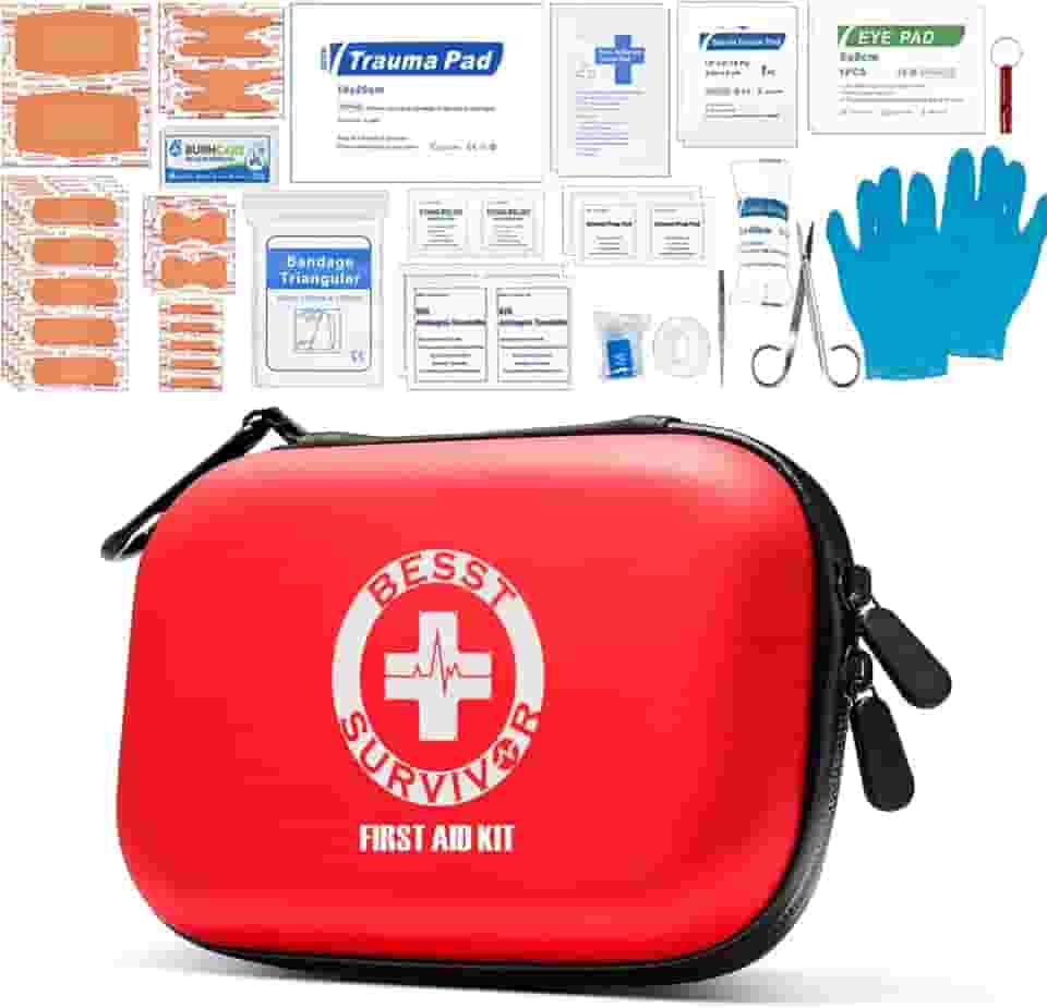 Mini kit de primeiros socorros durável – Kit médico de concha rígida pequena para casa, empresas – Suprimentos de primeiros socorros de EVA à prova d'água – Perfeito para barco, esportes, carro,
