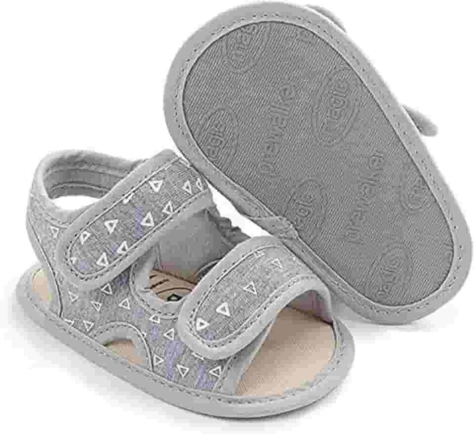 Isbasic Sandálias de verão para bebês meninos e meninas respiráveis, atléticas, antiderrapantes, sola macia, sapatos de berço para recém-nascidos