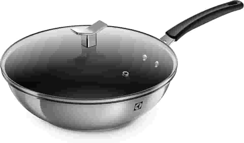 Frigideira Wok Aço Inox Antiaderente Electrolux 28cm com Tampa