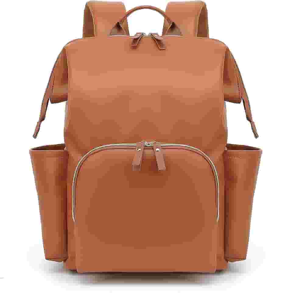 Mochila Maternidade Elegante, Bolsa para Fraldas em PU, Multifuncional com Compartimentos
