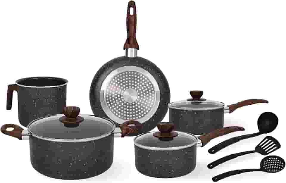 Jogo de Panelas Indução Cerâmica Antiaderente 8 Peças, Adequado para Fogão a Indução, Gás, Elétrico e Vitrocerâmico, Durável Lindas e Qualidade