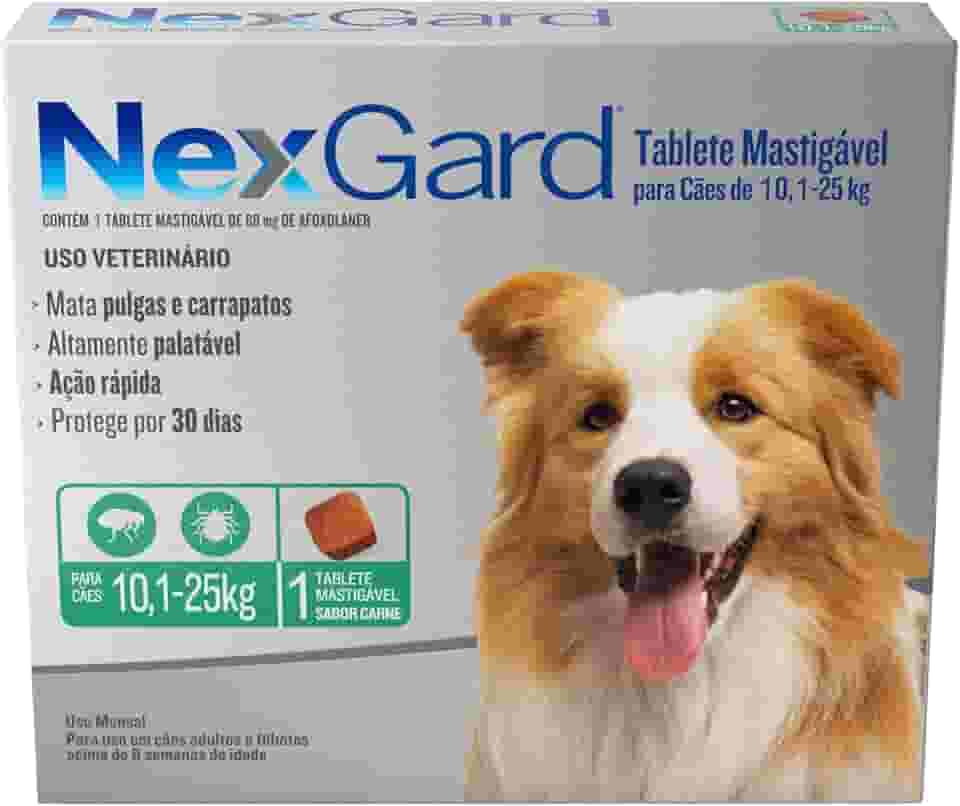Nexgard Antipulgas e Carrapatos para Cães de 10,1 a 25kg, 1 tablete