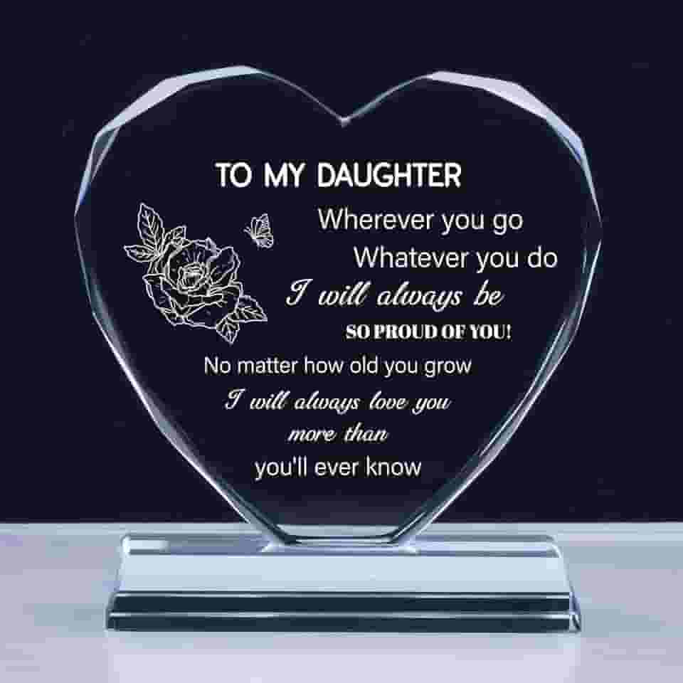 Presentes de filha, presente de aniversário de filha, lembrança de cristal k9 para minha filha, presente de mãe, ideias de presente para filha para aniversário, ação de graças, Natal