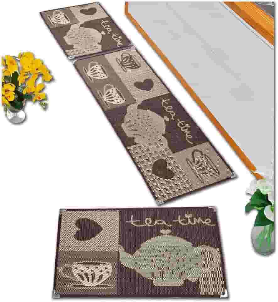 Tapetes Lancer Jogo De Tapete Para Cozinha Kit 3 Peças Antiderrapante Sisal Facil Limpar