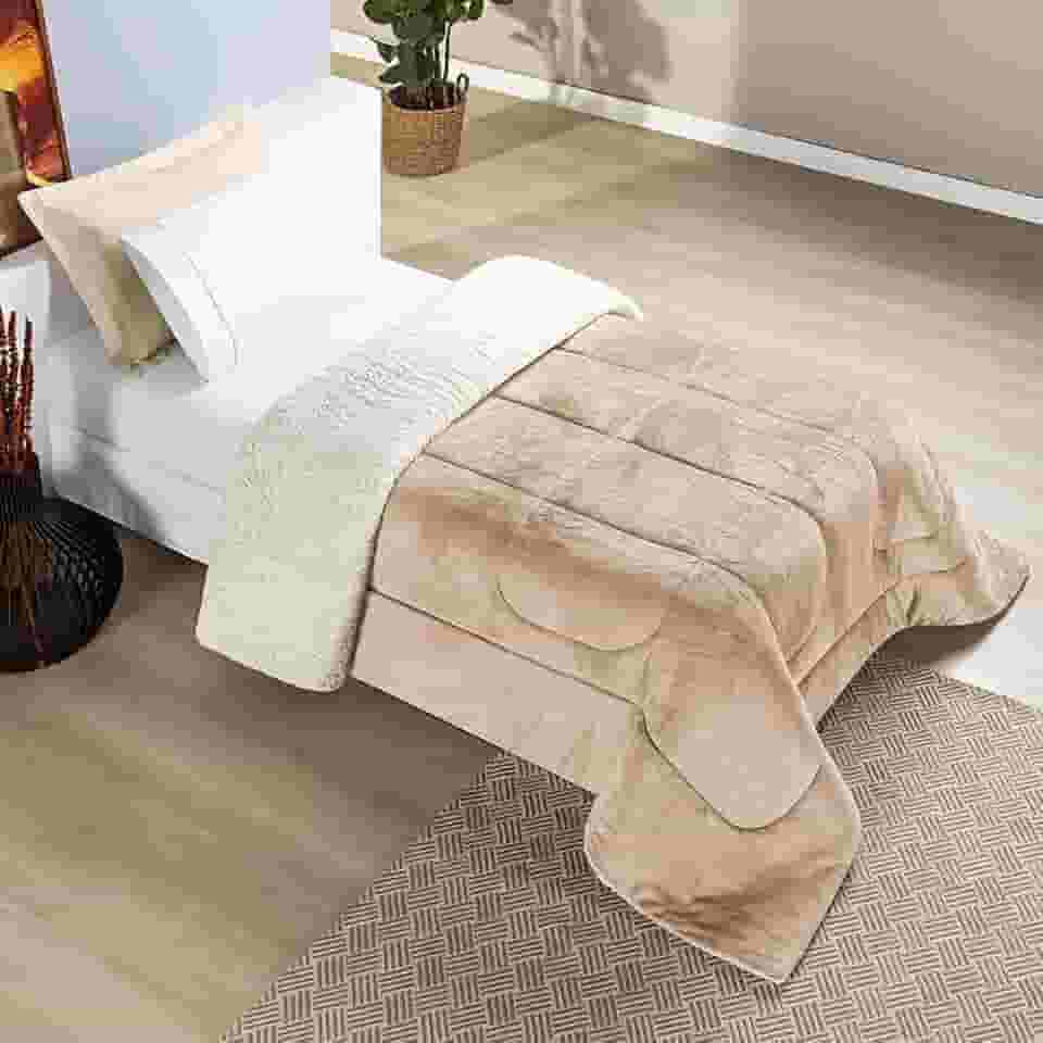 Cobertor Frio Intenso FOFÃO Casal Queen King Solteiro Coberdrom Dupla Face Macio coberta Quente (Caqui)