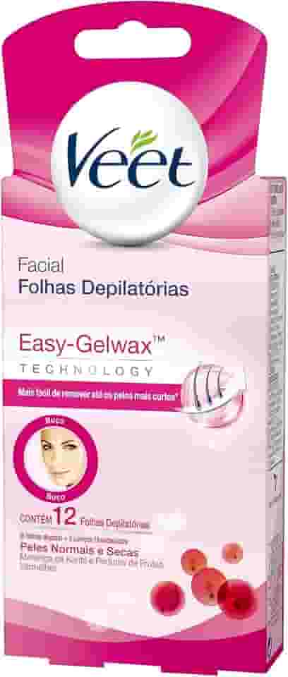 Veet Cera Fria Facial Peles Normais e Secas - 12 Folhas