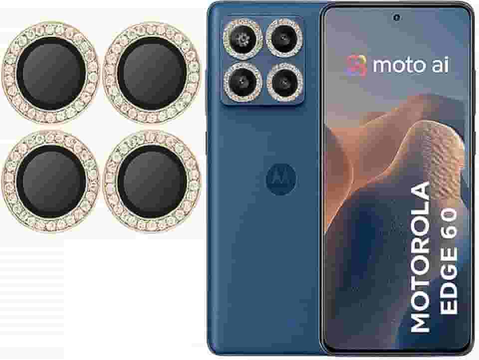 Kit (04 PCS) Película Câmera Strass Diamonte Para Motorola Moto Edge 60 / Edge 60 Pro/Edge 60 Fusion (PRATA)
