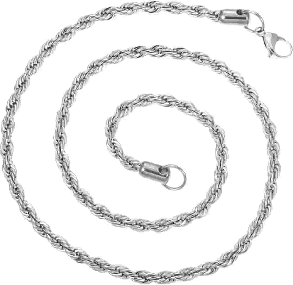 Colar de corrente de corda dourada de aço inoxidável, joia torcida para homens e mulheres