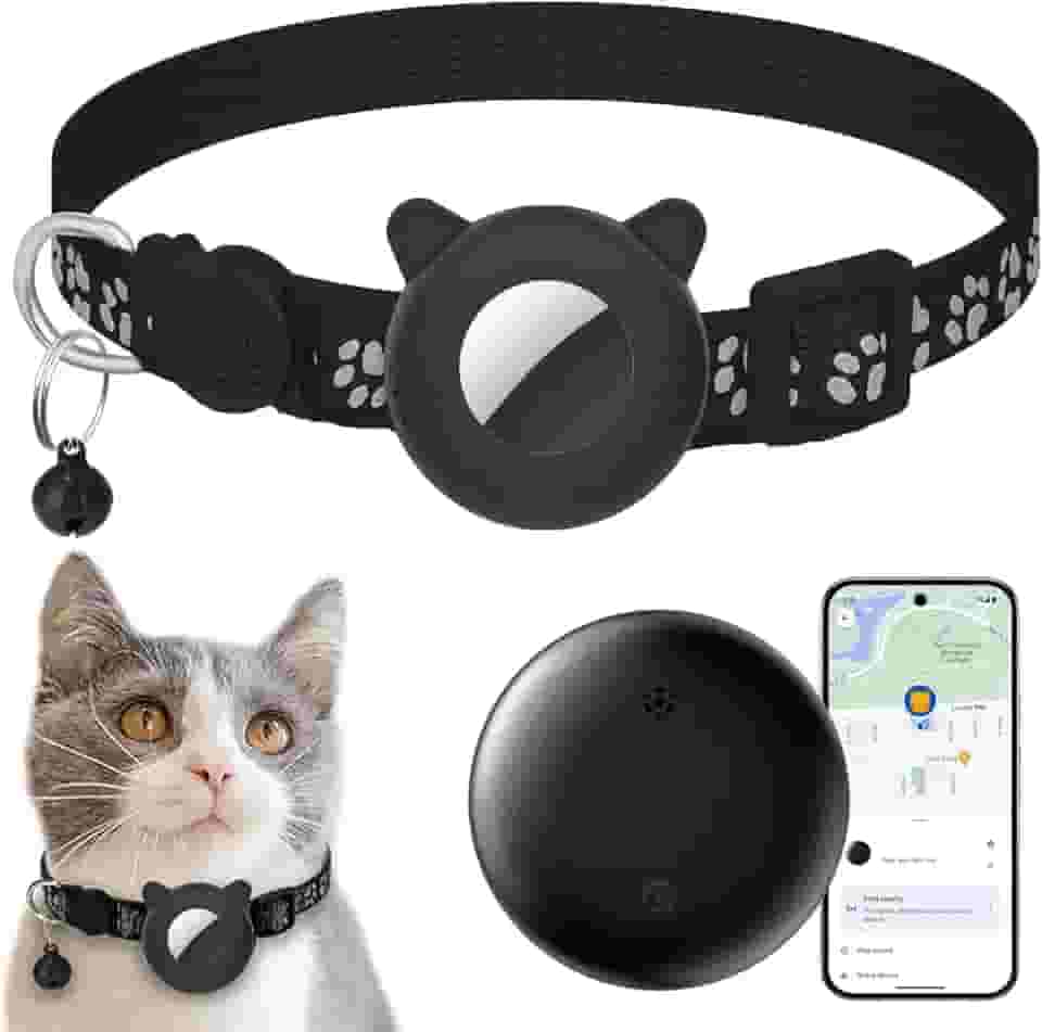 Rastreador de gatos com coleira (apenas Android), rastreador GPS para gatos - Sem taxa mensal | À prova d'água | Rastreamento em tempo real | Vida útil da bateria de 365 dias, localizador inteligente