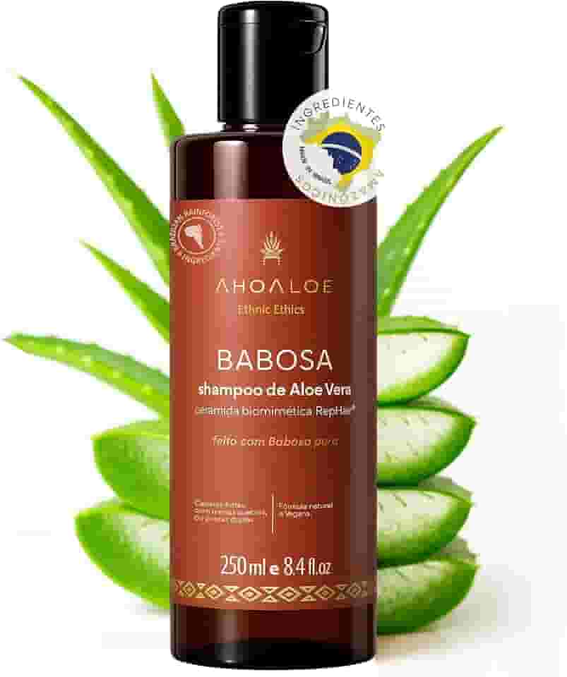 AHOALOE Shampoo Babosa Aloe Vera e Alecrim, Fortalecimento Capilar, Reconstrutor, Combate a Quebra dos Fios, Fórmula Natural Todos os Tipos de Cabelo 250ml
