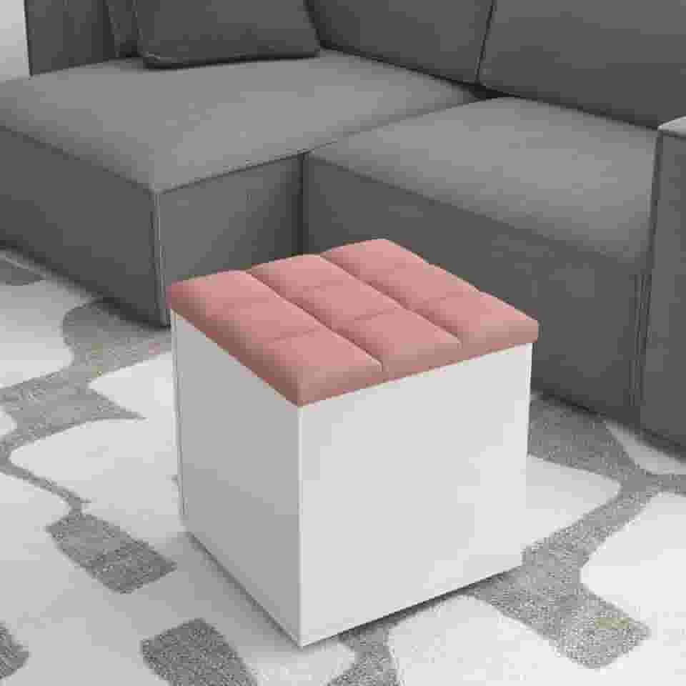 Puff Báu Banqueta Organizador Caixa De Brinquedos Sala Qaurto (Rose)