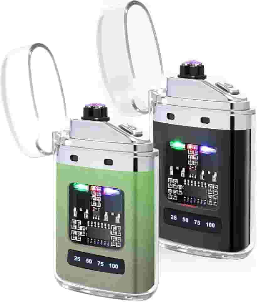 Pacote com 2 isqueiros elétricos – Isqueiros de plasma recarregáveis por USB, isqueiros de plasma à prova de vento, isqueiro de metal de bolso com bateria de LED para festa de velas