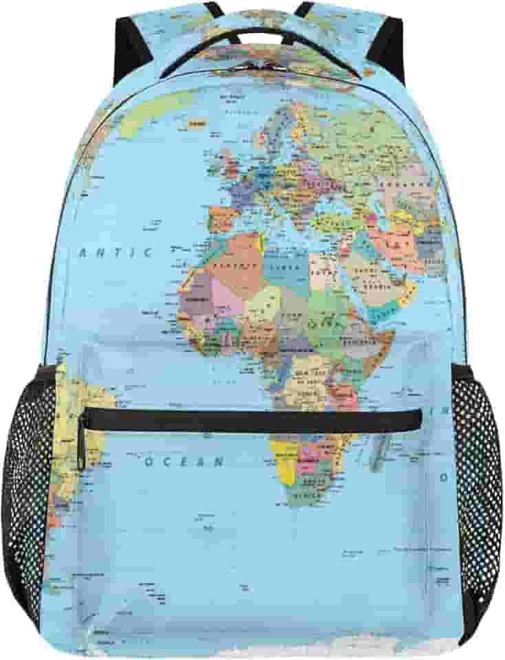 Mochila com mapa do mundo, bolsa escolar para crianças, estudantes, estudantes, amantes de mapas, melhores presentes de aniversário para meninos, meninas, filhas, viagens, caminhadas