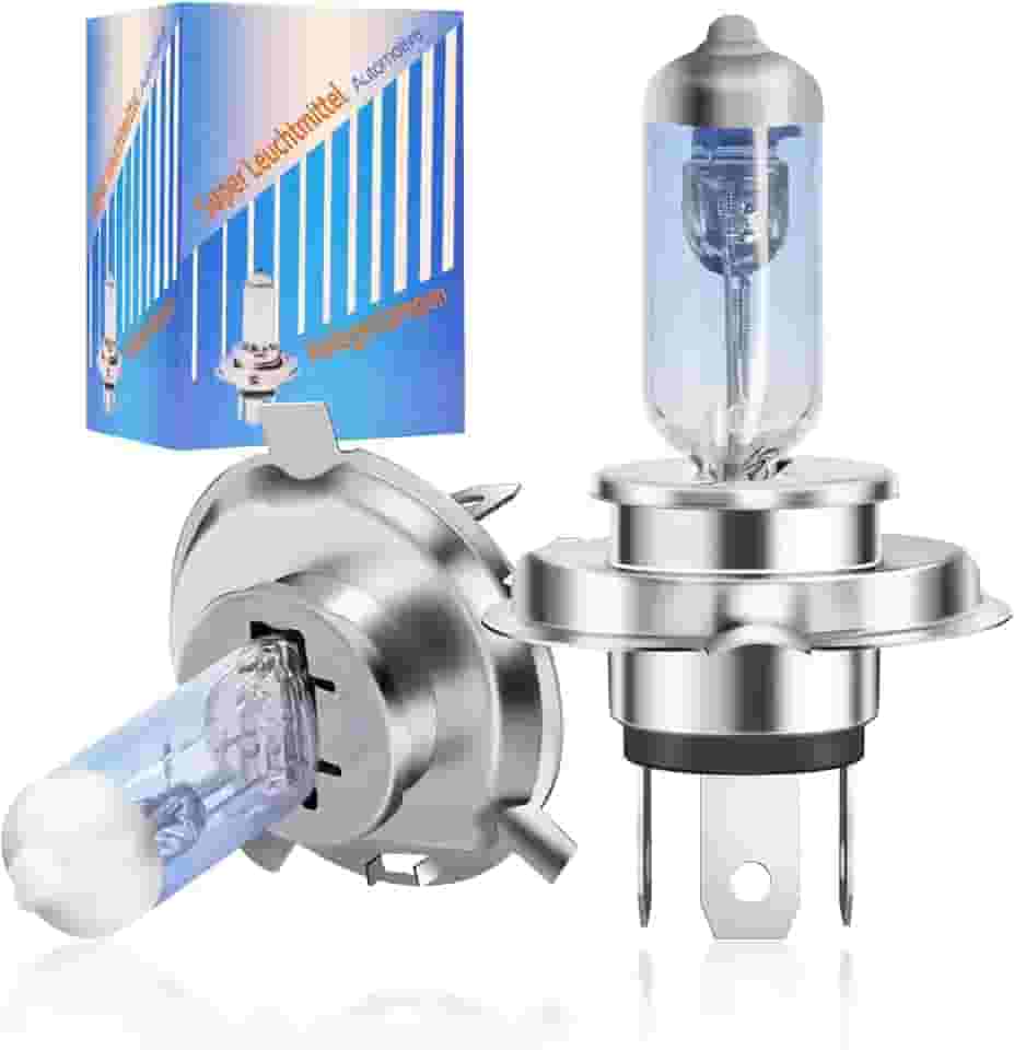 Lâmpada Automotiva H4 Halógena Lâmpada de Farol de Carro 60W 12V, 6000K Luz Branca, 2 Peças, com Selo de Aprovação E (5000K, H4)
