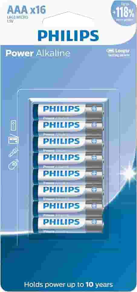 Pilha Philips alcalina AAA 1.5V com 16 unidades LR03P16B/59