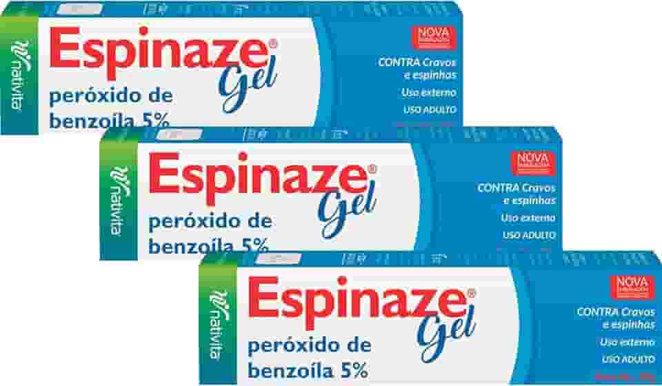 Kit 3 Espinaze Gel 20g Benzoíla 5% n Contra cravos e espinhas