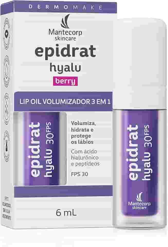 Hidratante Labial Volumizador Epidrat Hyalu Lip Oil Berry FPS30 6ml Mantecorp Skincare