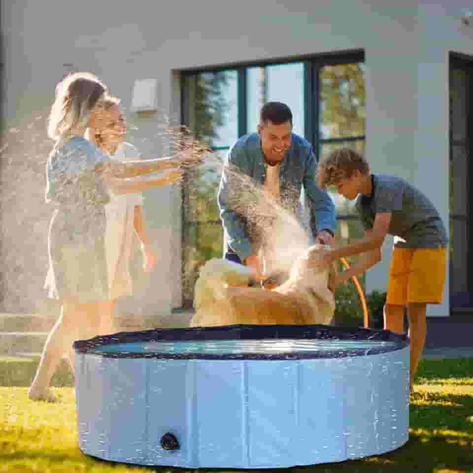 340 Litros Piscina Infantil, Piscina Chafariz Hidromassagem Inflavel, Banheira Dobravel Infantil para e Cães (120 * 30cm)