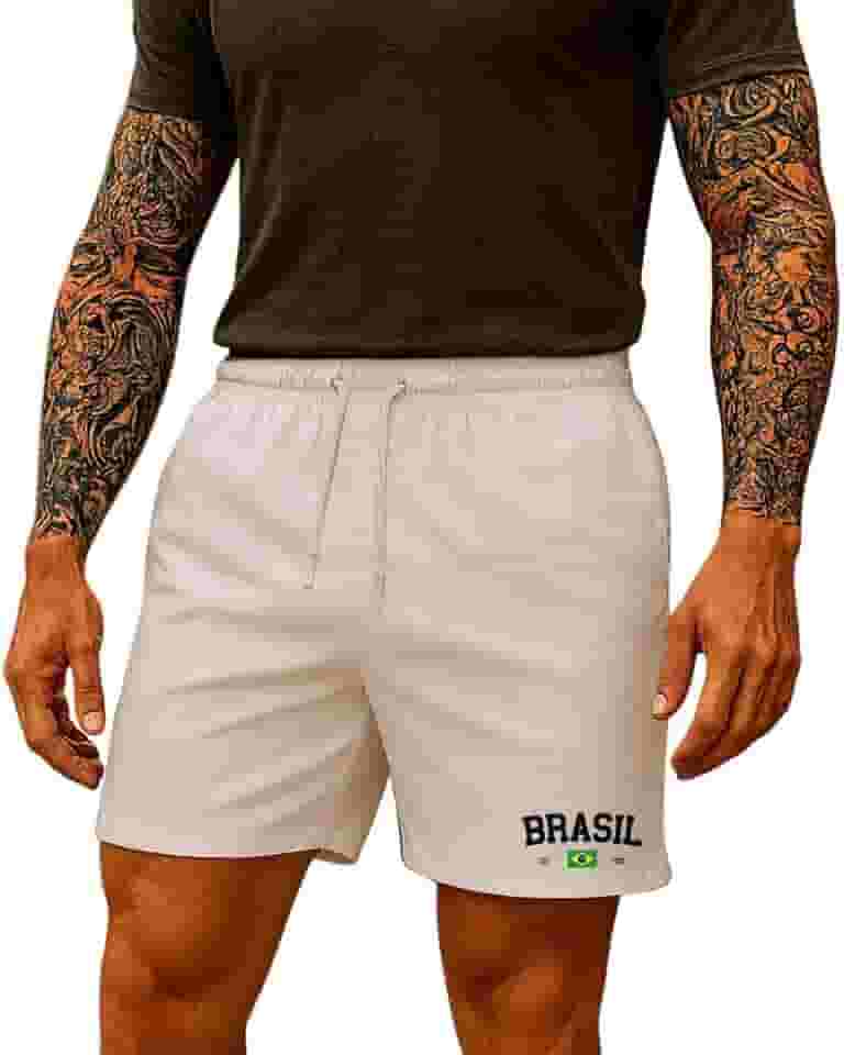 Short Masculino Brasil Copa do Mundo Esportivos Básico Seleção Brasileira