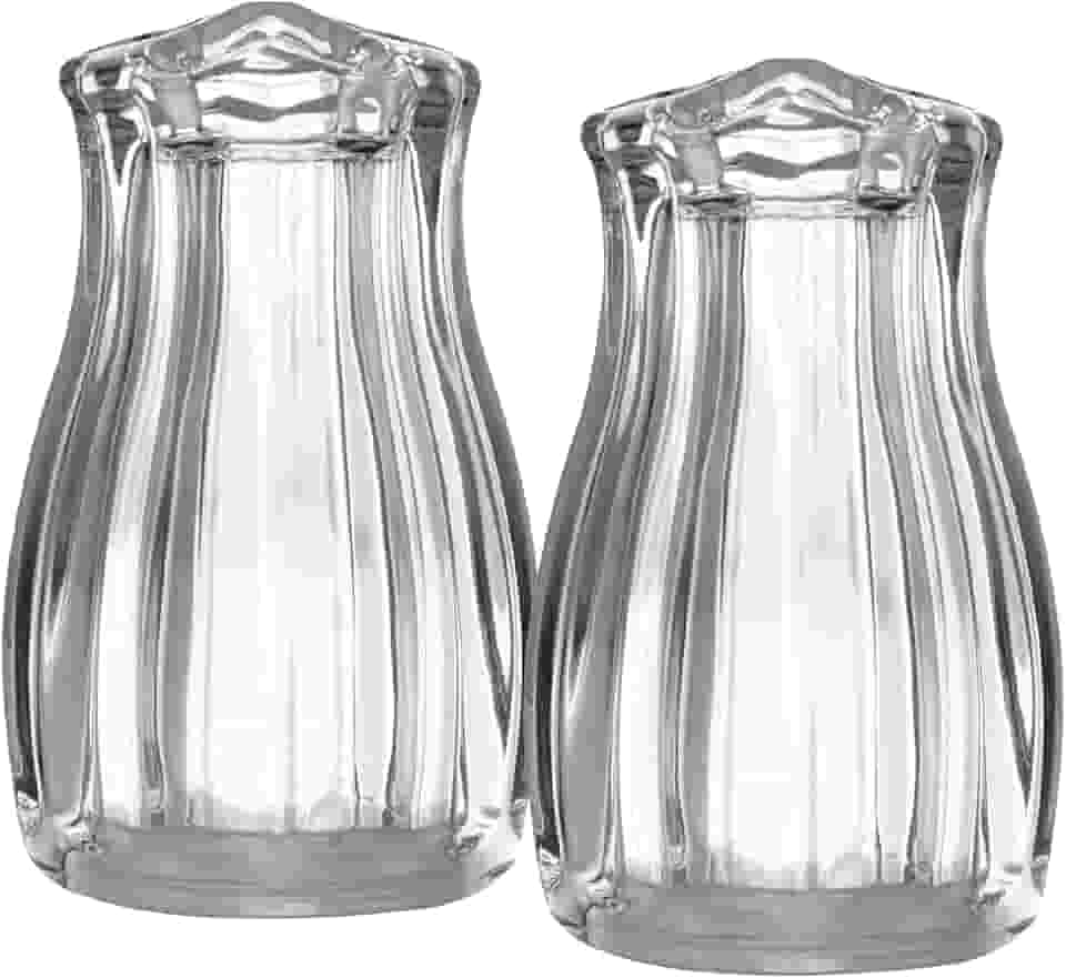 WOLFF - Conjunto 2 Peças Saleiro e Pimenteiro de Vidro com Tampa de Plástico Pétala