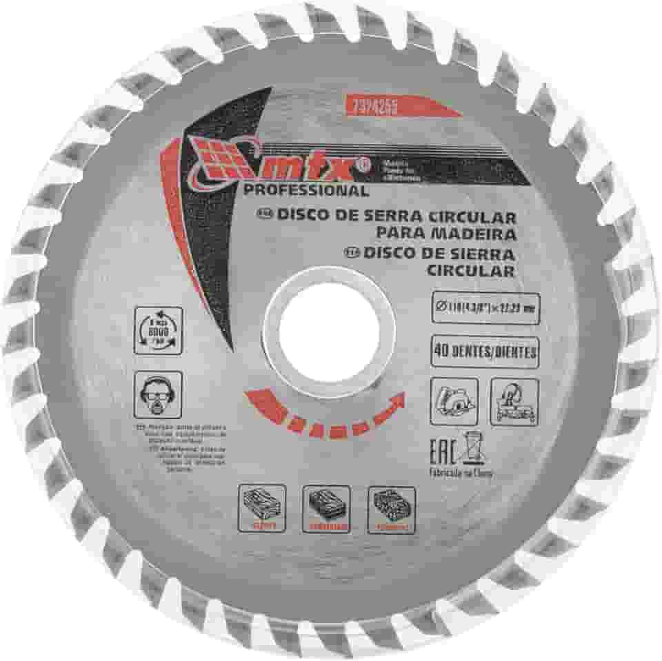 MTX Disco Circular Widea 110 mm × 22,23 mm × 40 Dentes – Aço 65G, Corte Longitudinal e Transversal de Madeira