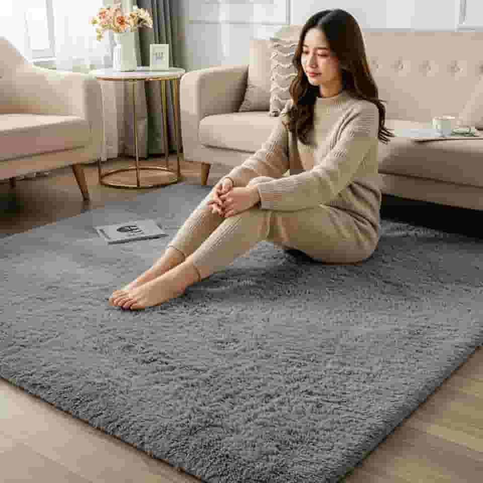 Tapete Peludo Felpudo 2,00 x 1,50m Antiderrapante para Sala Quarto Sofá Decoração Confortável Macio Shaggy Bege Moderno Tecido Aconchegante (Cinza)