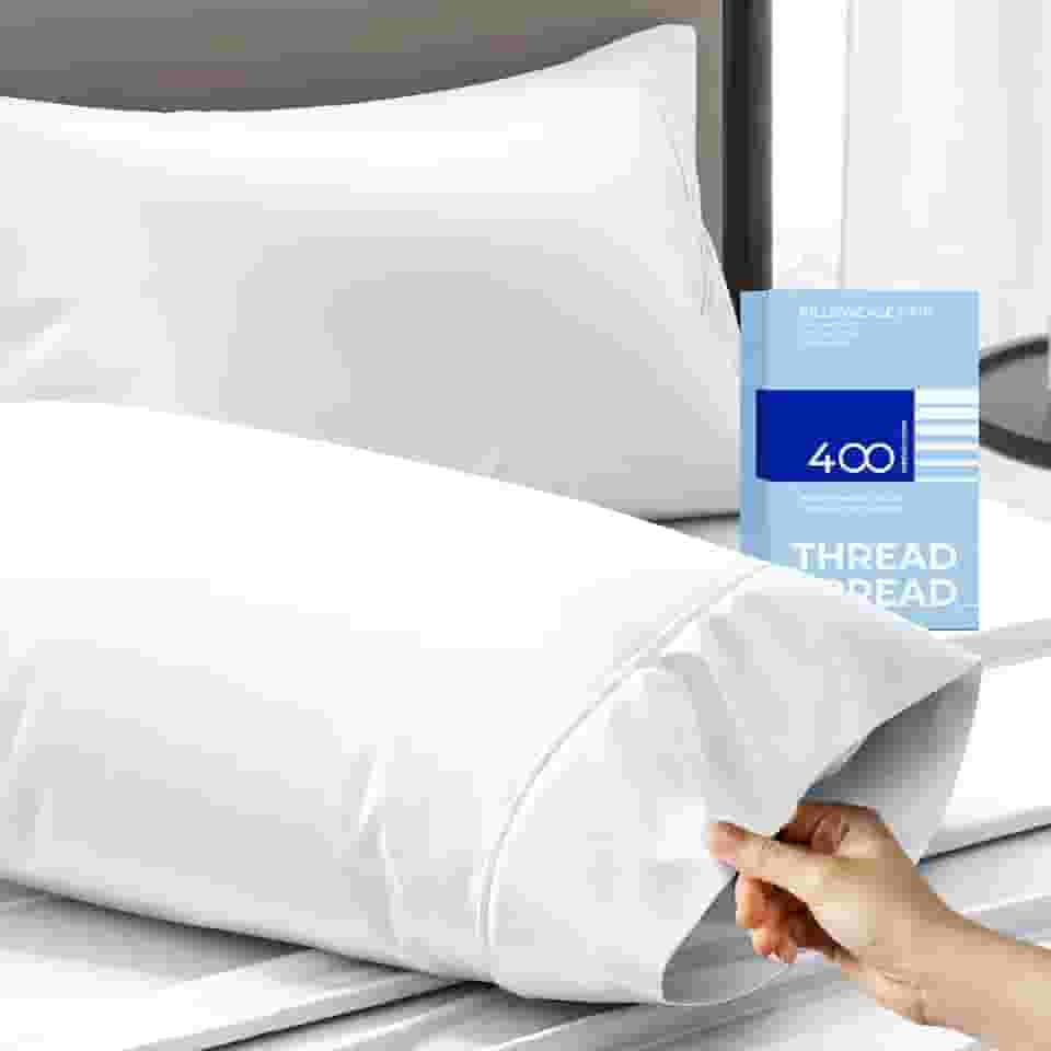 Fronhas 100% algodão THREAD SPREAD, conjuntos de fronhas tamanho padrão/queen de 2 a 400 fios, fronhas de algodão branco ultra macias para dormir, conjuntos de 2 fronhas de travesseiro