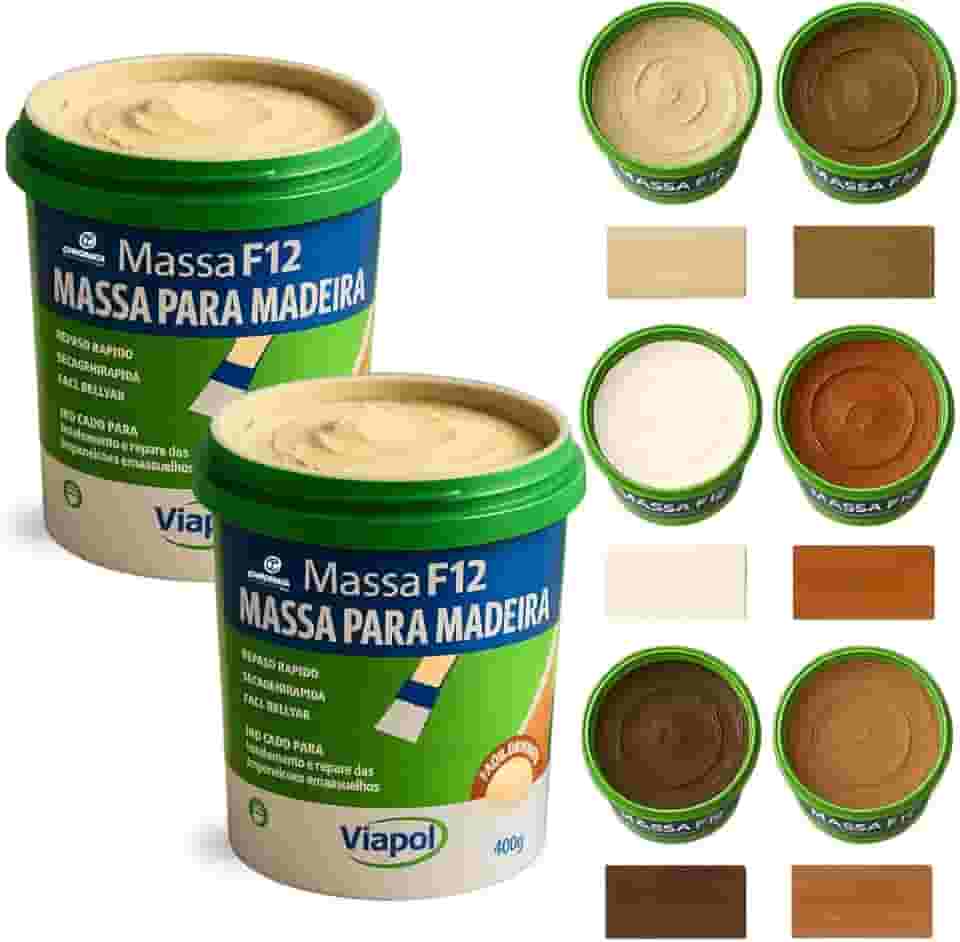 KIT 2 Massa F12 De Calafetar E Correção Madeira 400g - Cores (CEREJEIRA)