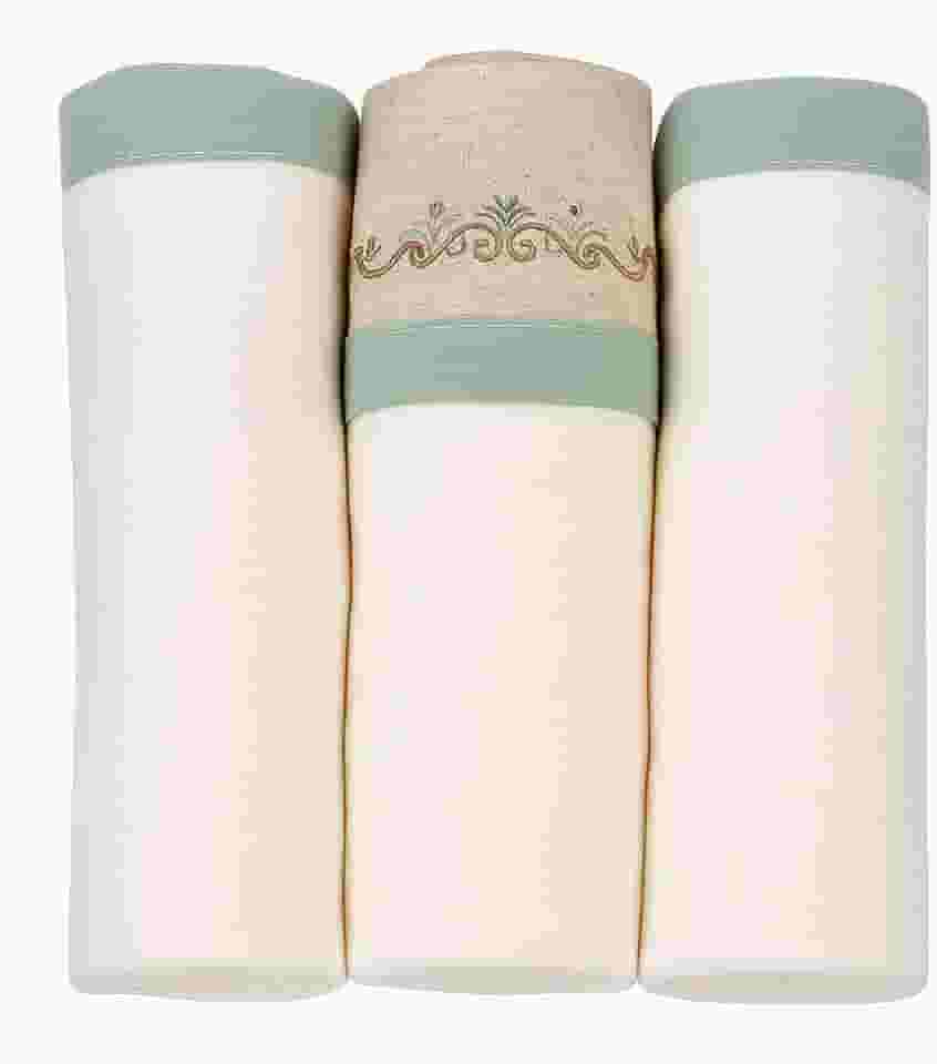 Cueiro para Bebê 100% Algodão Kit com 3 Unidades 80x80cm | Tecido Suave e Respirável | Ideal para Enxoval, Maternidade, Naninha e Proteção Diária (Creme/Verde)