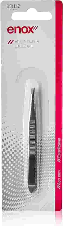 Pinça com Ponta Obliqua, Enox, Prata