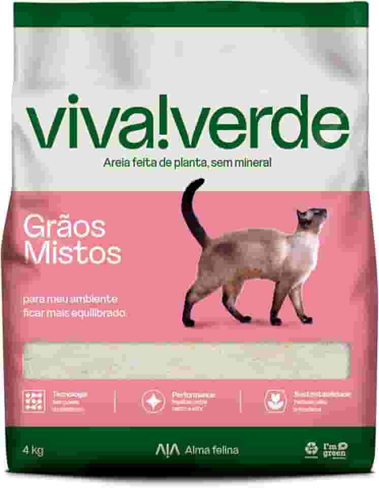Viva Verde Areia Higiênica Biodegradável Para Gatos Grãos Mistos 4Kg