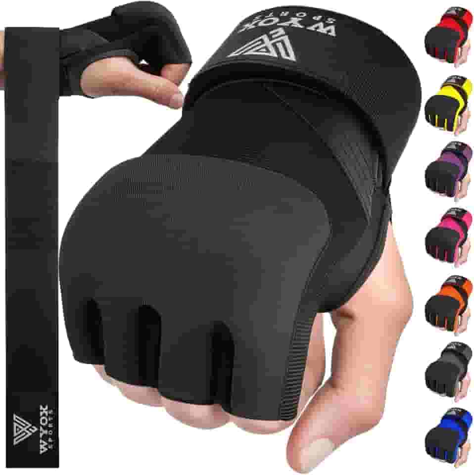WYOX Luvas Internas de Boxe em Gel para Homens e Mulheres, Tiras Rápidas de Pulso 80cm, Proteção Acolchoada para Nós dos Dedos, Ideais para Muay Thai, Kickboxing, Boxe e Artes