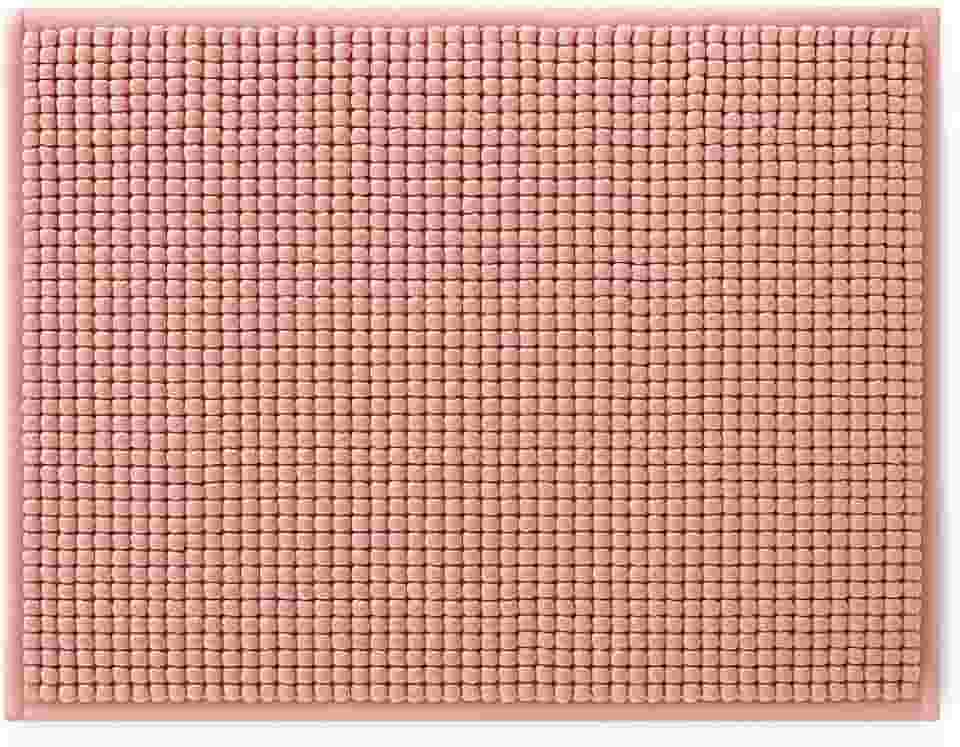 Tapete de Banheiro Microfibra Macarrão Bolinha Popcorn 40x60cm — Antiderrapante, Super Macio, Absorvente, Lavável, Secagem Rápida (Rosa)