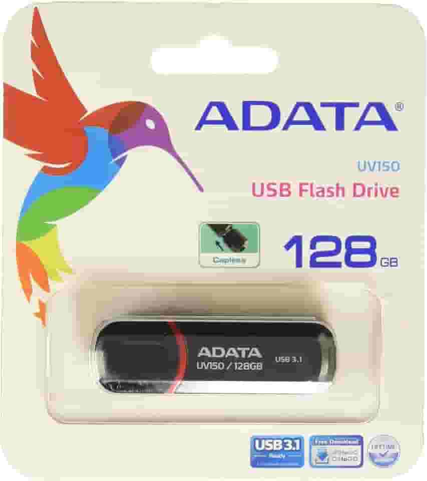 ADATA UV150 128 GB USB 3.0 Snap-on Cap Flash Drive, preto (AUV150-128G-RBK)