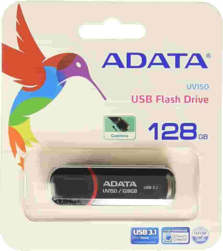 ADATA UV150 128 GB USB 3.0 Snap-on Cap Flash Drive, preto (AUV150-128G-RBK)