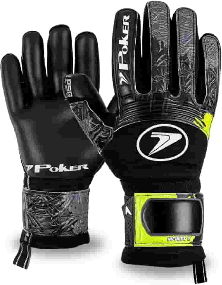 Luva De Goleiro Profissional Poker Infinity 2 Látex Alemão Grip Gel Gramado Sintético Natural Grama Society Campo Profissional Futebol Oficial
