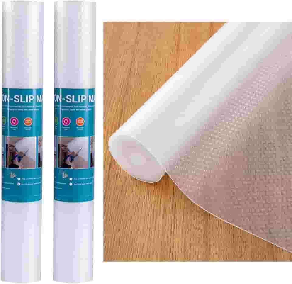 Kit 2 Forro de Gavetas Antiderrapante PEVA 45x150cm - Impermeável, Transparente para Cozinha, Armário, Geladeira e Prateleiras (Bubbles)