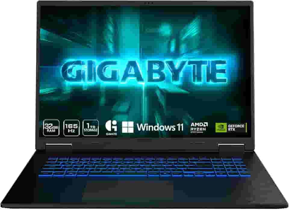 GIGABYTE Laptop para jogos A18-165Hz 2560x1600 WQXGA - NVIDIA GeForce RTX 5060 - AMD Ryzen 7 260-1TB SSD com 32GB DDR5 RAM - Windows 11 Home - Aço preto