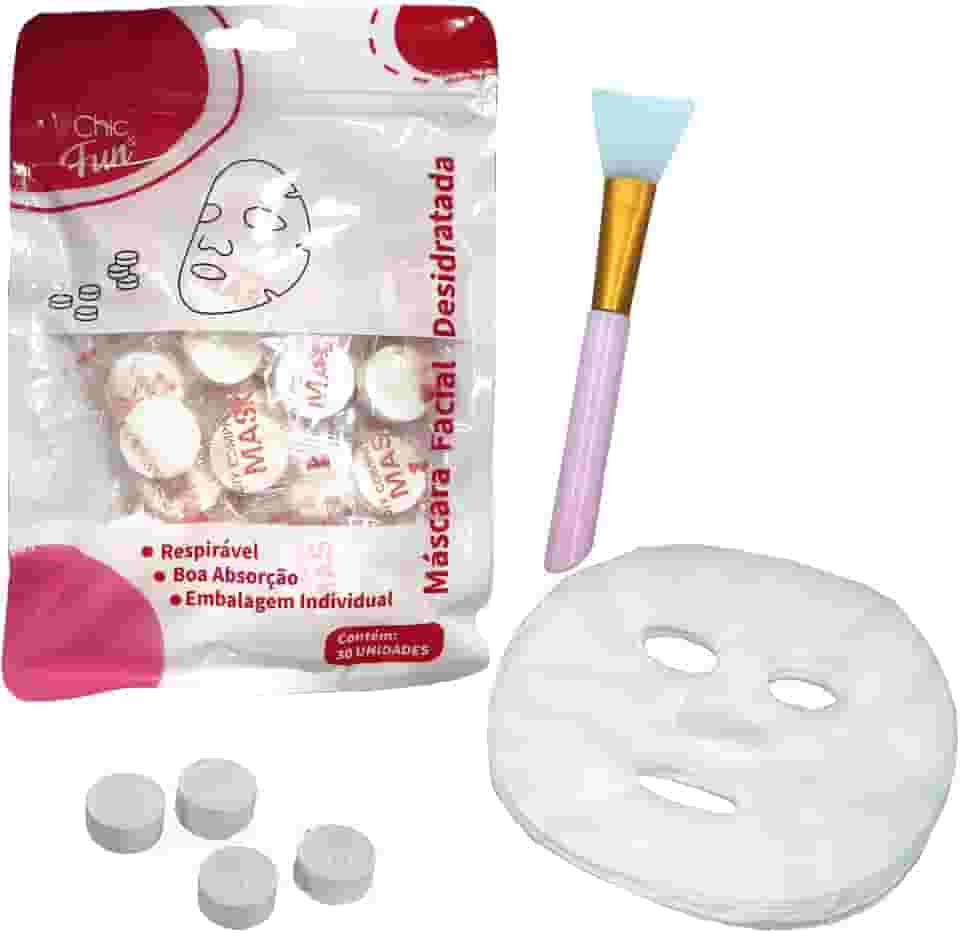 30un Máscara Descartável Desidratada e Pincel Limpeza Facial