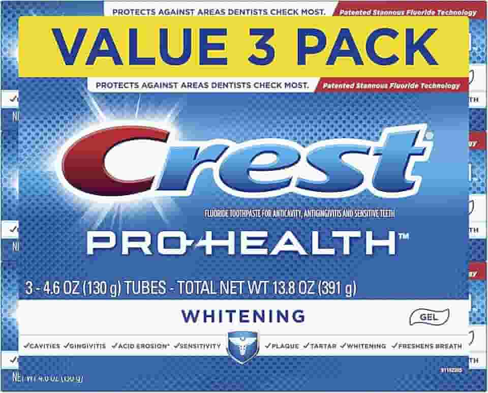 Crest Creme Dental Em Gel Clareador Pro-Health, 4,6 Oz, 3 Unidades, Triplo