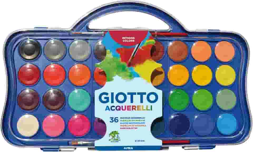 GIOTTO Acquarelli, Aquarela em Estojo de Pastilhas de 30mm, 36 Cores
