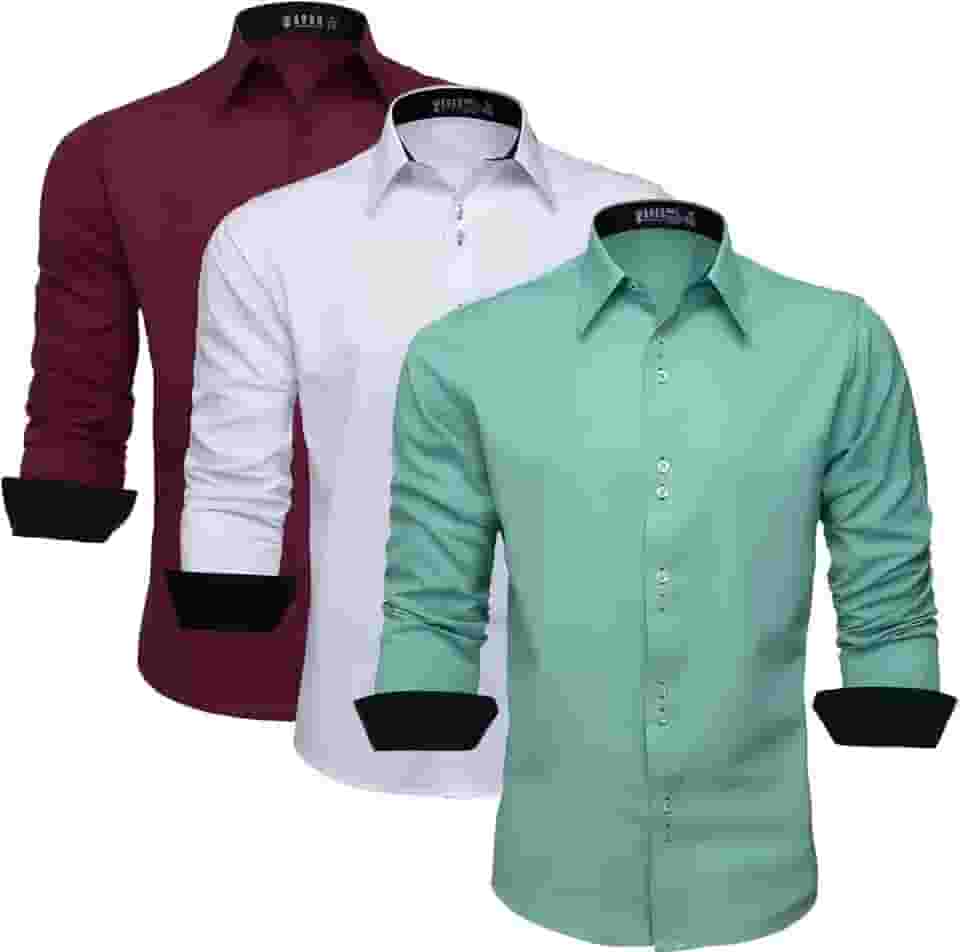Kit 3 Camisa Masculina Slim Social Manga Longa Fácil de Passar 3K357