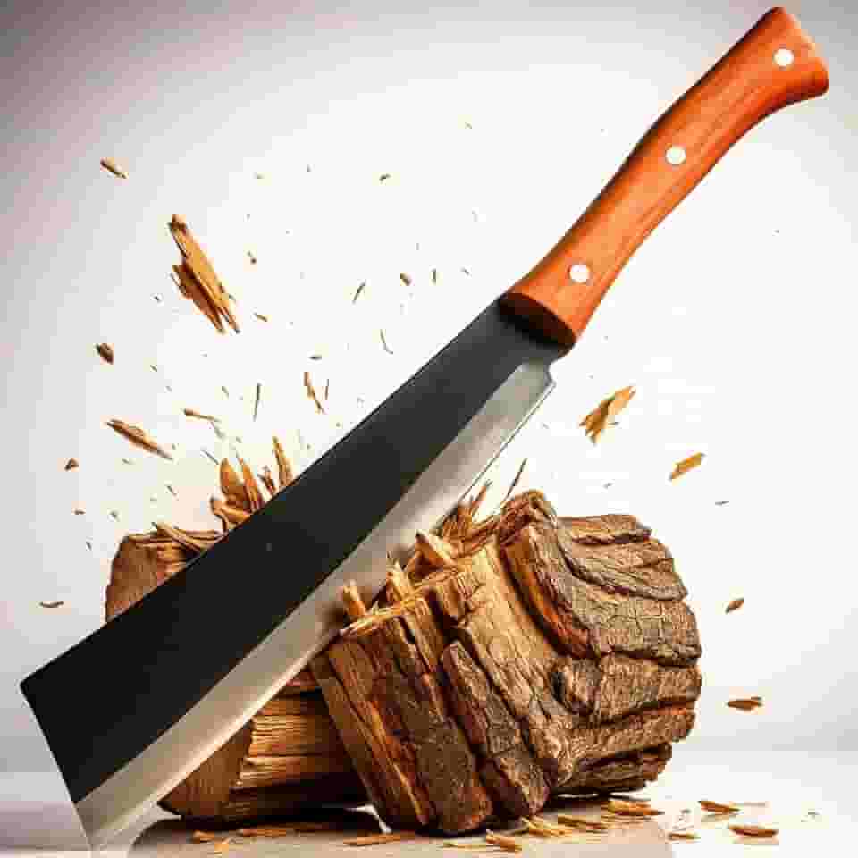 Facão de Mato Machete em Aço Inox Premium com Cabo de Madeira Ergonômico e Bainha – Resistente e Versátil para Camping, Pesca, Trilha, Roça, Caça e Atividades ao Ar Livre (Medeira, Cutelo Facão)