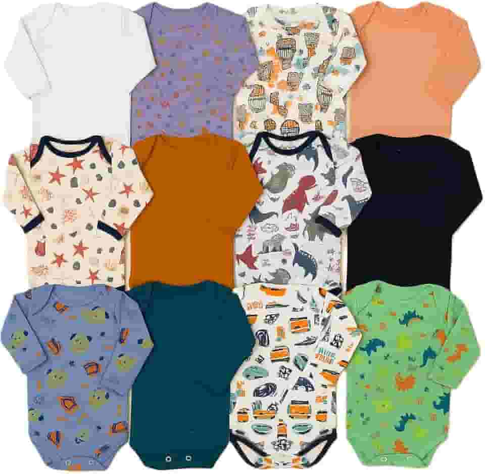 Kit 10 Bodies Manga Longa Bebê Suedine 100% Algodão – Menino Menina Neutro Conforto e Qualidade Loja Era Uma Vez